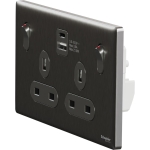 Schneider Electric 施耐德電氣 NUX25DACQUS_SS UNICA X 13A 250V~ 雙位雙極開關插座連USB A+C 21W (炫星銀)